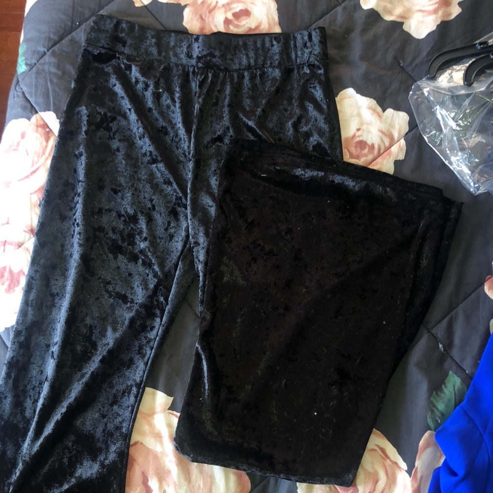 Black velvet flared pants!